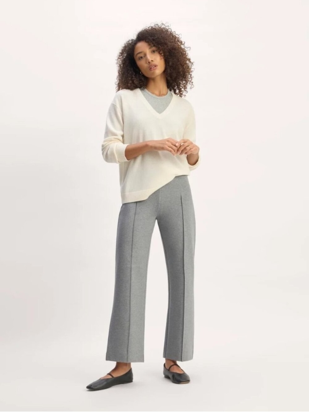 Everlane The Dream Trouser Gray Wide-Leg Ponte Pants Sz S